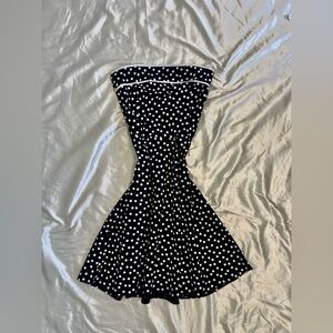 Vintage Y2K Street Code Black & White Polka Dot Strapless Dress – Made in USA